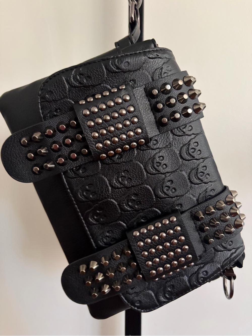 Black Studded Crossbody Shoulder Bag - Picture 8 of 8